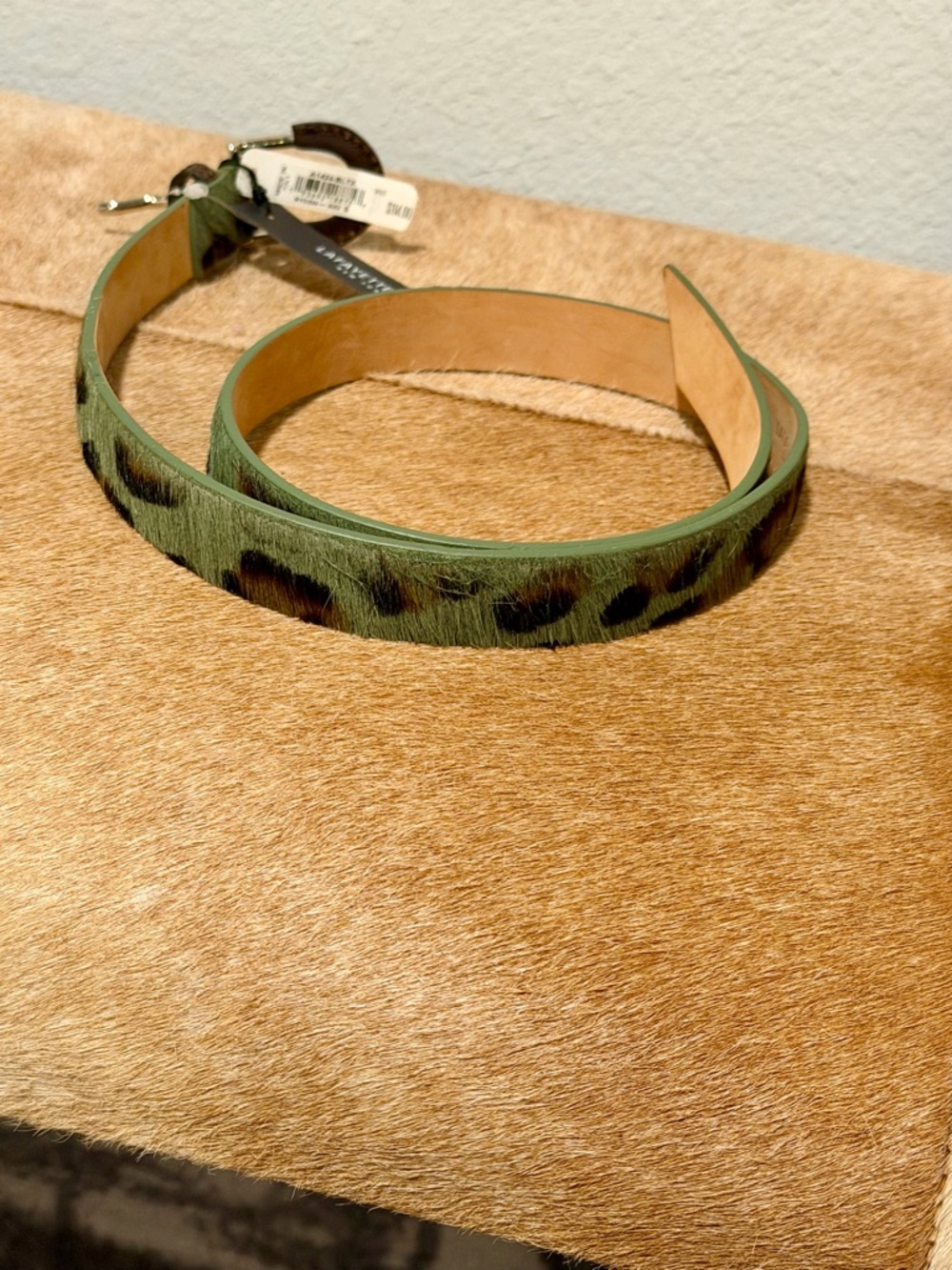Lafayette 148 New York Camo Print Calf Hair Belt BNWT Size S